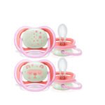 AVENT Lot 2 sucettes ultra air night rose 6-18 mois