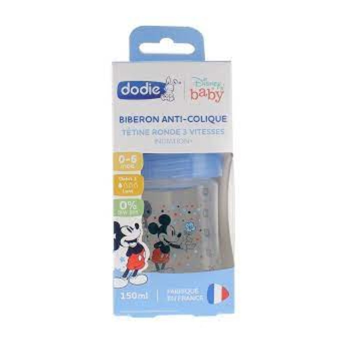 Dodie-bib-anti-colique-Mickey-bleu-0-6m-150ml-1 Dodie Biberon Anti-Colique Mickey Bleu 0-6m 150ml – Image 1