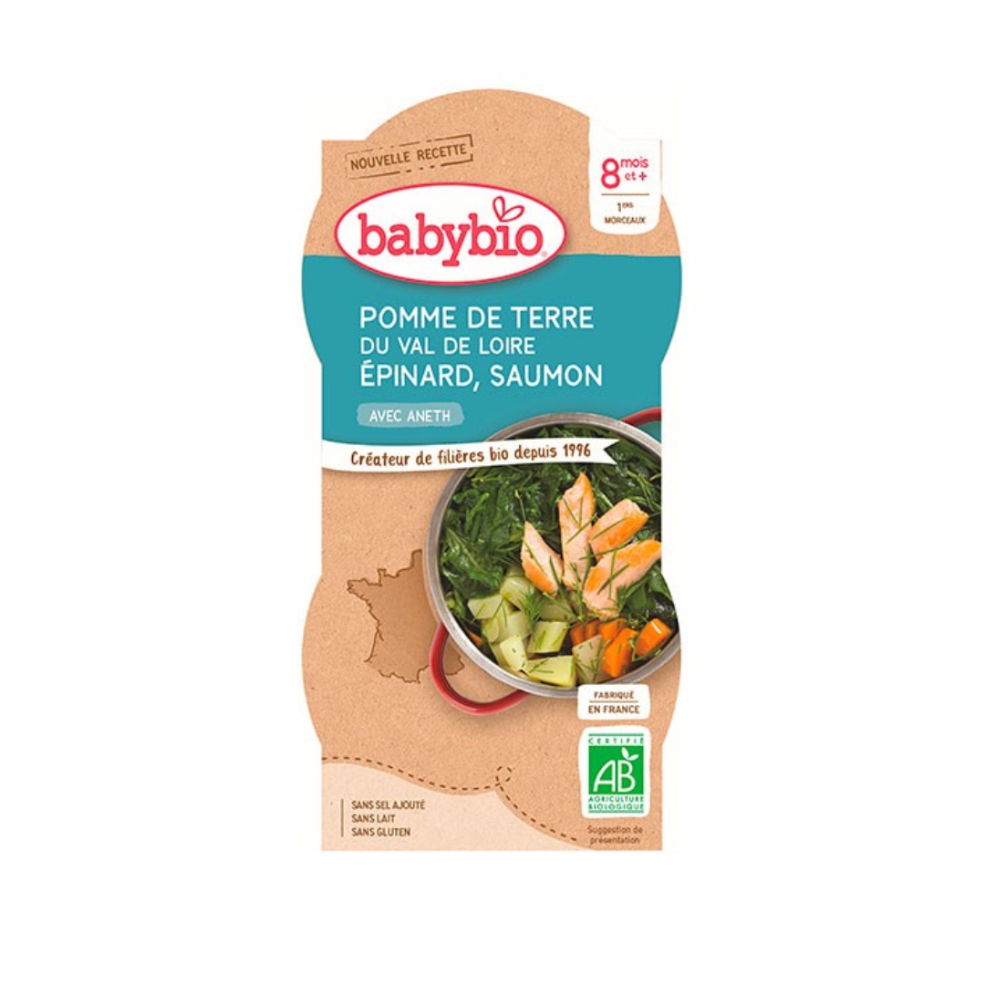 BABYBIO-BOL-POMME-DE-TERRE-EPINARD-SAUMON-2200G-1 BABYBIO BOL POMME DE TERRE EPINARD SAUMON 2 x 200G – Image 1