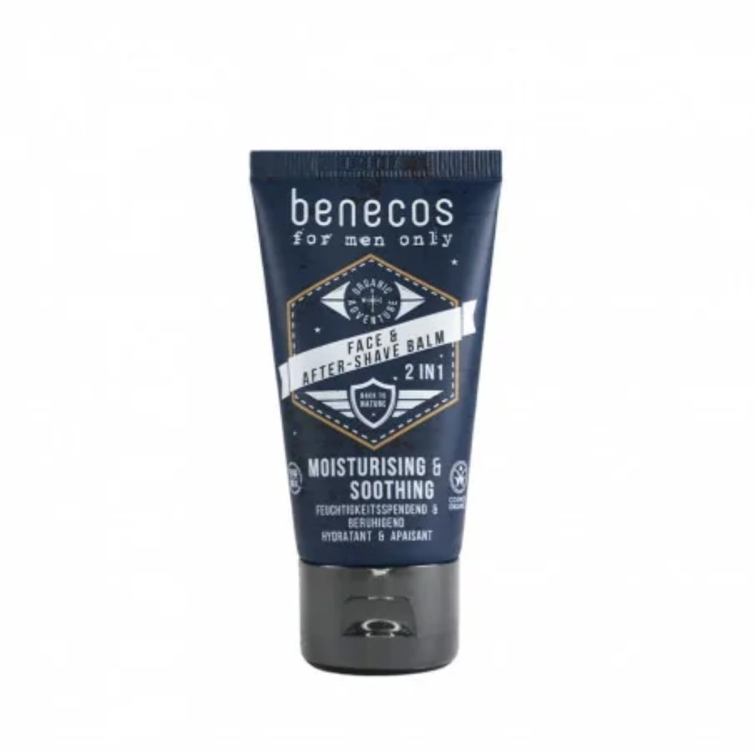 Benecos-for-men-only-face-aftershave-balm-50ml-1 Benecos For Men Only Baume Visage & Après-rasage 2in1 50 ml – Image 1