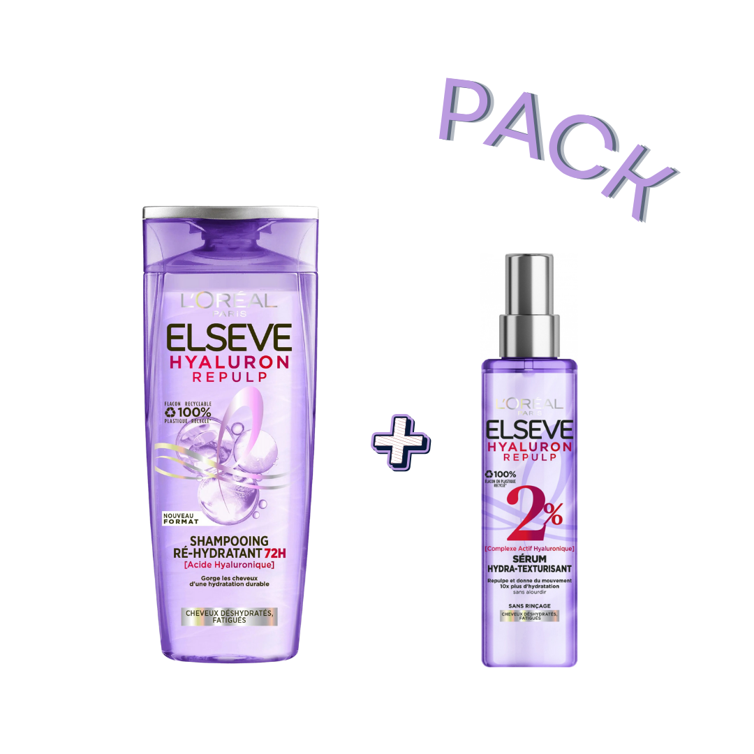 Elseve-Hyaluron-repulp-pack-Serum-150mlShamp-200ml-1 Elseve Hyaluron Repulp Serum 150ml + Shampooing 200ml Pack – Image 1