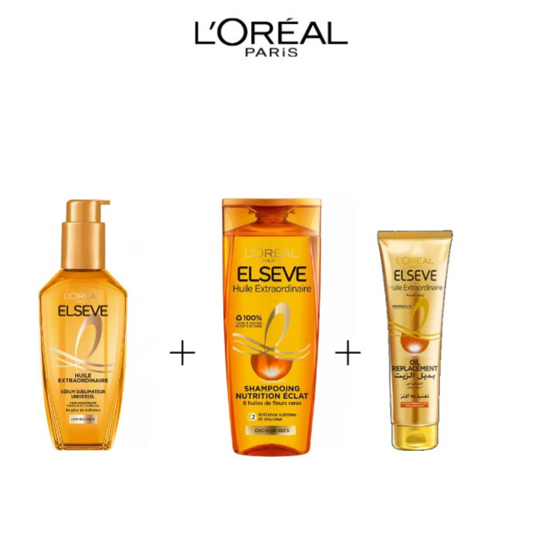 Elseve-Routine-Ex-Oil-Huile-100mlShamp-200mlOR-125ml-1 Elseve Routine Ex Oil Huile 100ml+Shampooing 200ml+Oil Replacement 125ml – Image 1