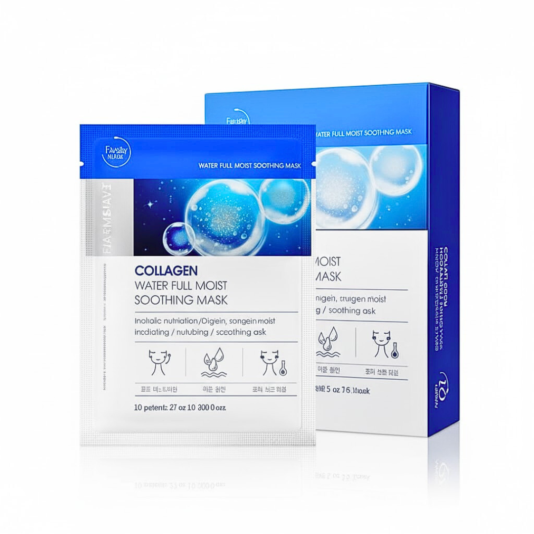 Farmstay-Collagen-Water-Full-Moist-Soothing-Mask-27ml-10sheets-1 Farmstay Collagen Water Full Moist Soothing Mask 27ml 10 x Sheets – Image 1