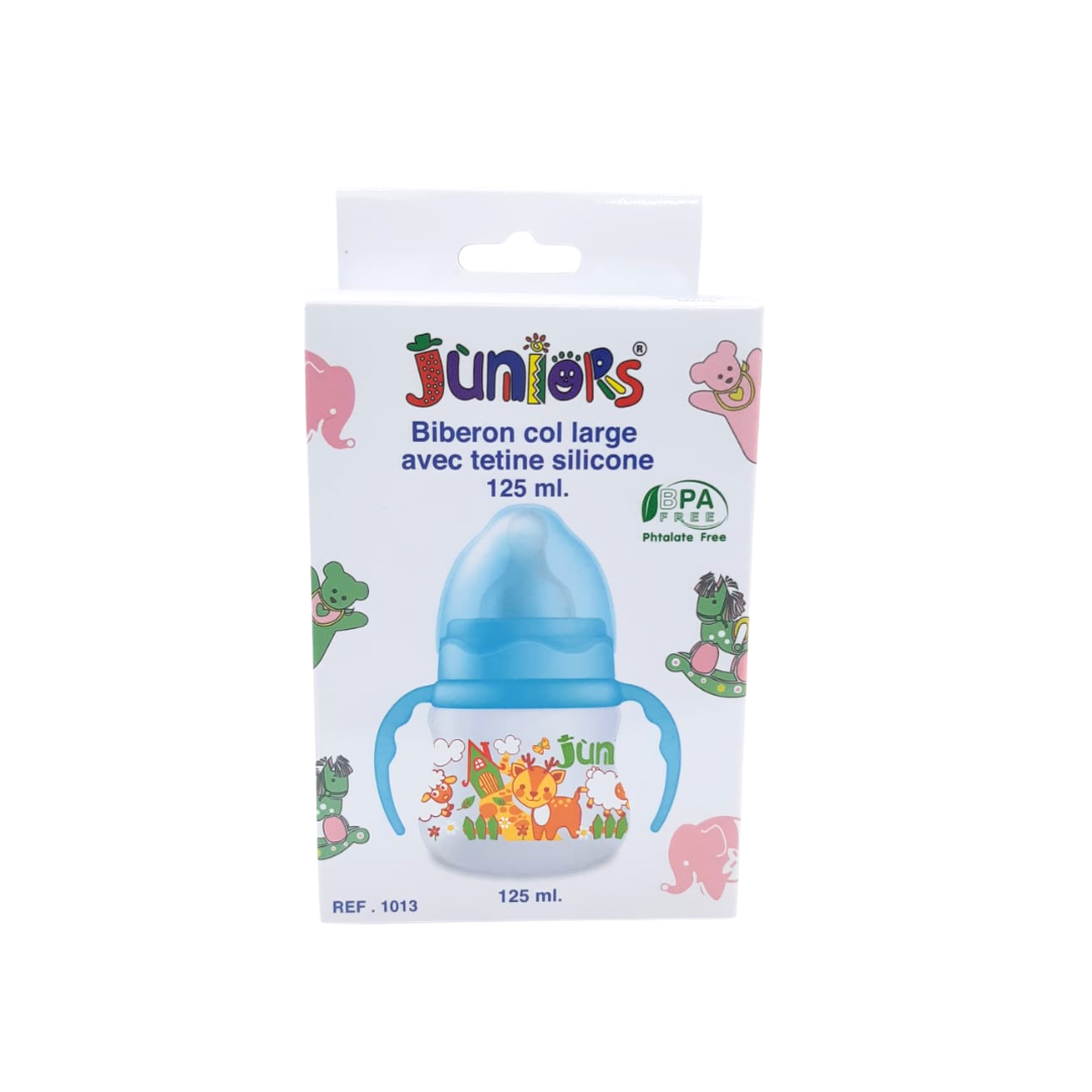 Juniors-Biberons-Col-Large-avec-Poignet-125ml-1 Juniors Biberons Col Large avec Poignet 125ml – Image 1