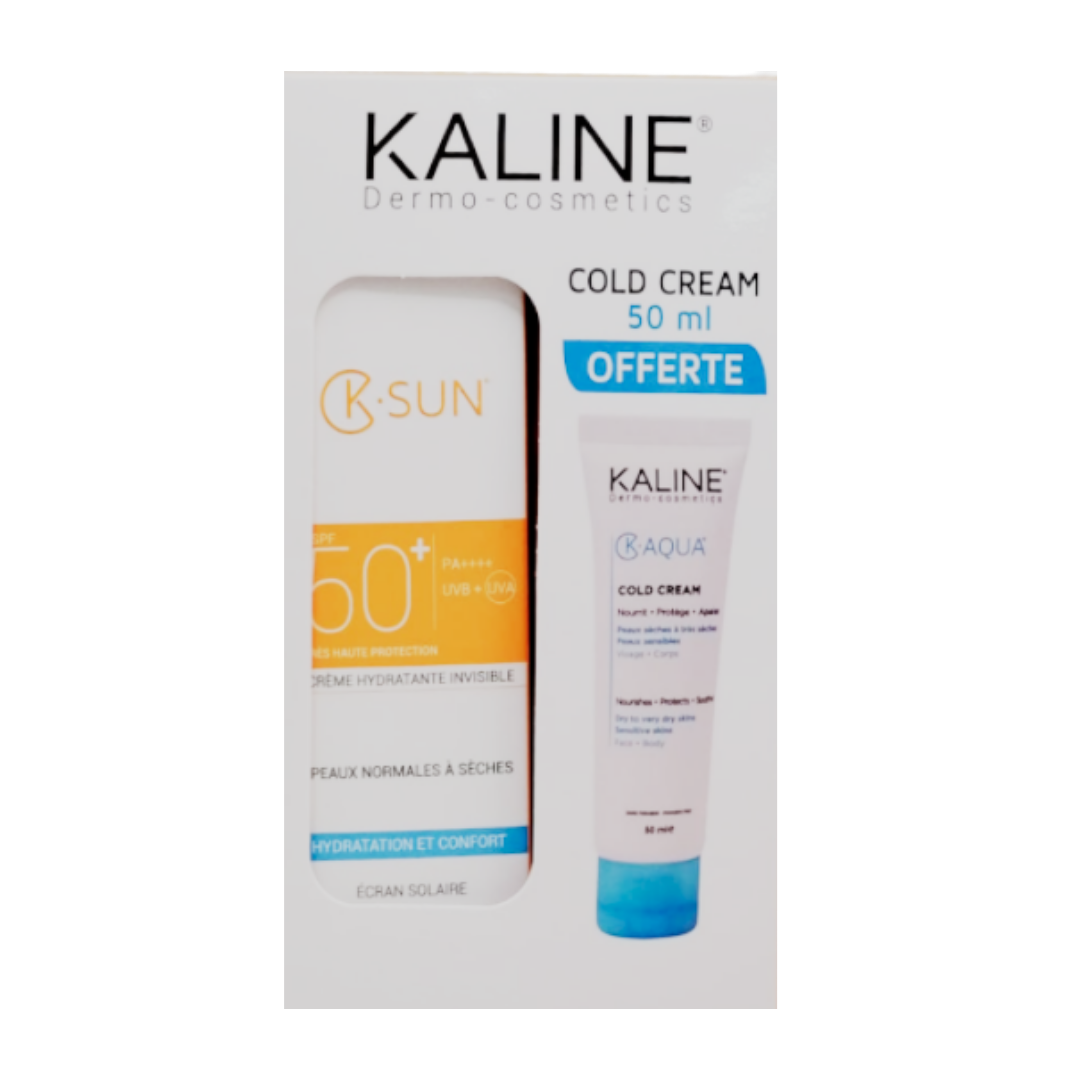 Kaline-k.sun-ecran-invisible-Peaux-Normales-a-Seches-50mlk.aqua-cold-creme-pack-1 Kaline k.sun ecran invisible Peaux Normales a seches 50ml+k.aqua cold creme pack – Image 1