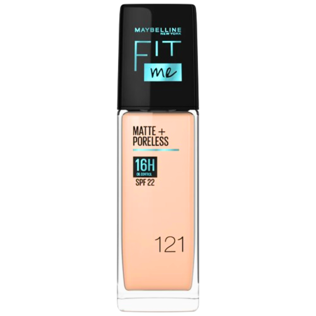 Maybelline-Fit-Me-FDt-Matte-Poreless-spf22-Nu-121-30ml-1 Maybelline Fit Me Fond De Teint Matte+ Poreless Spf22 Nu 121 30ml – Image 1