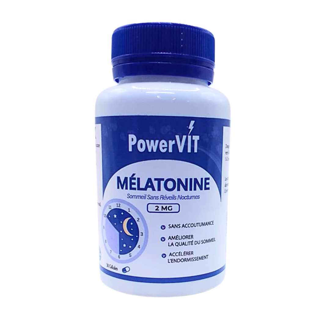 Powervit-Melatonine-2mg-30gelules-1 PowerVit Melatonine 2mg 30 Gelules – Image 1