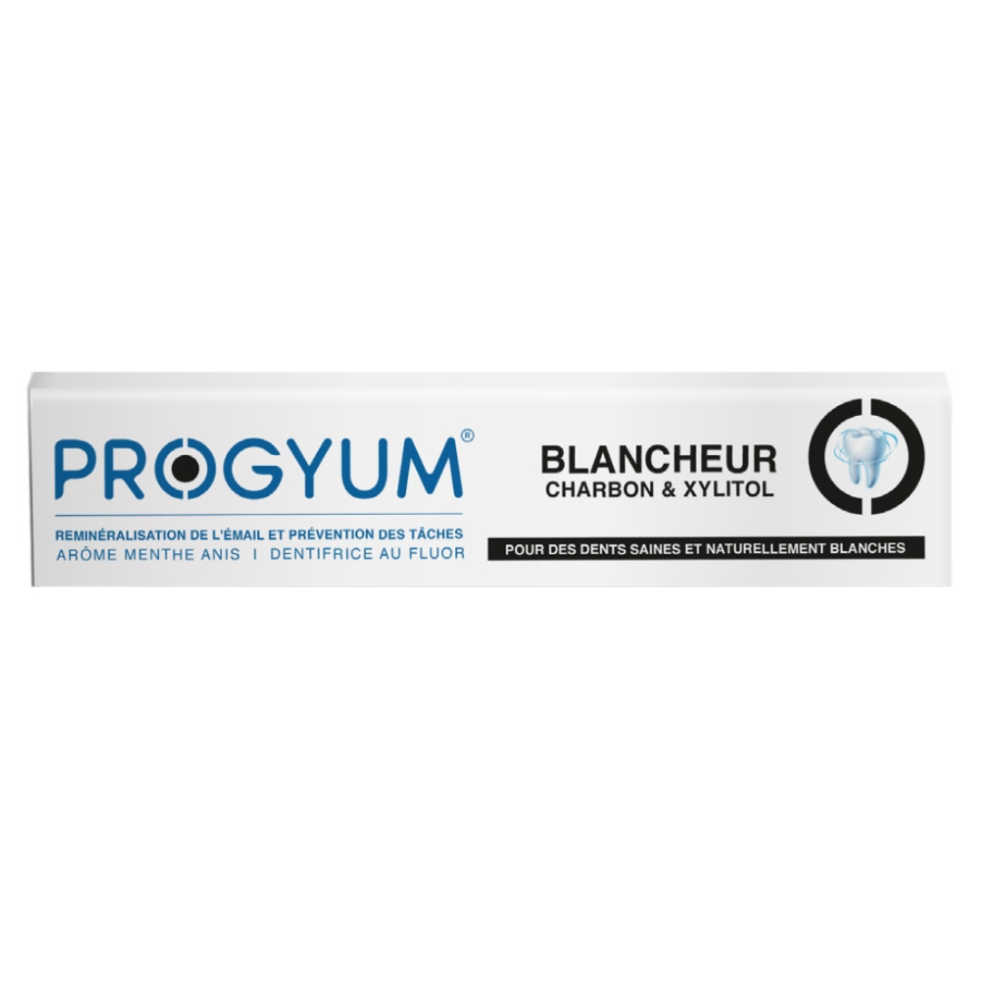 Progyum-dent-blancheur-75ml-1-1 Progyum Dentifrice Blancheur Charbon & Xylitol – 75ml – Image 1