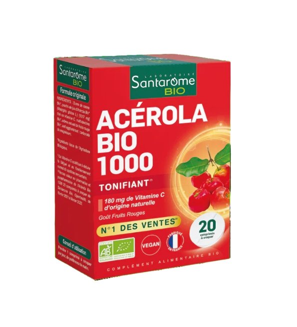 SANTAROME-ACEROLA-1000-TUBE-210CAPS-1 SANTAROME ACEROLA 1000 TUBE 20 COMPRIMES – Image 1