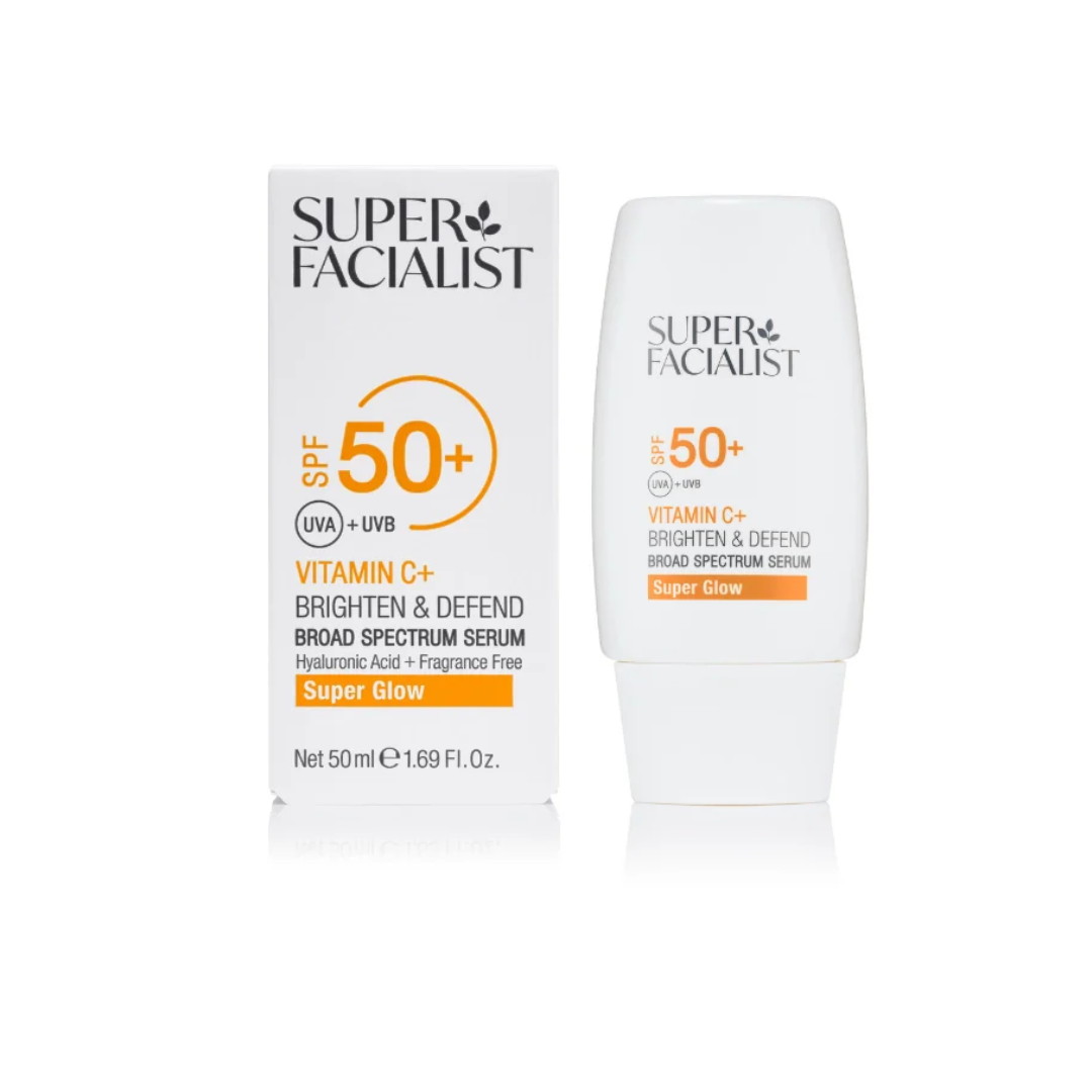 Super-Facialist-Vitamine-C-Super-Glow-Ecran-Solaire-spf50-50ml-1 Super Facialist Vitamine C+ Brighten & Defend Broad Spectrum Serum SPF50+ 50ml – Image 1