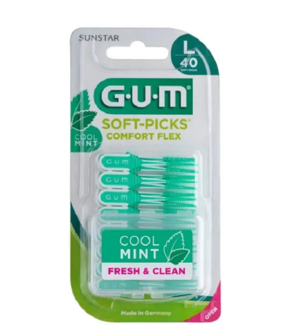 gum-brossettes-interdentaires-soft-picks-comfort-flex-mint-large-671-lot-de-40-1 GUM Soft-pick Comfort Flex mentholé Large Réf671 – Image 1