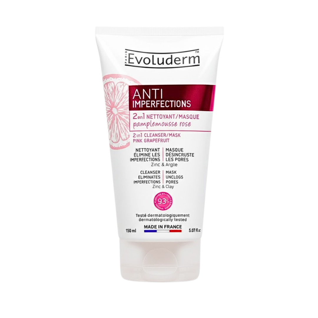 Evoluderm-2en1-MasqueNettoyant-Anti-Imperfection-150ml Evoluderm Anti-Imperfection 150ml – Image 1