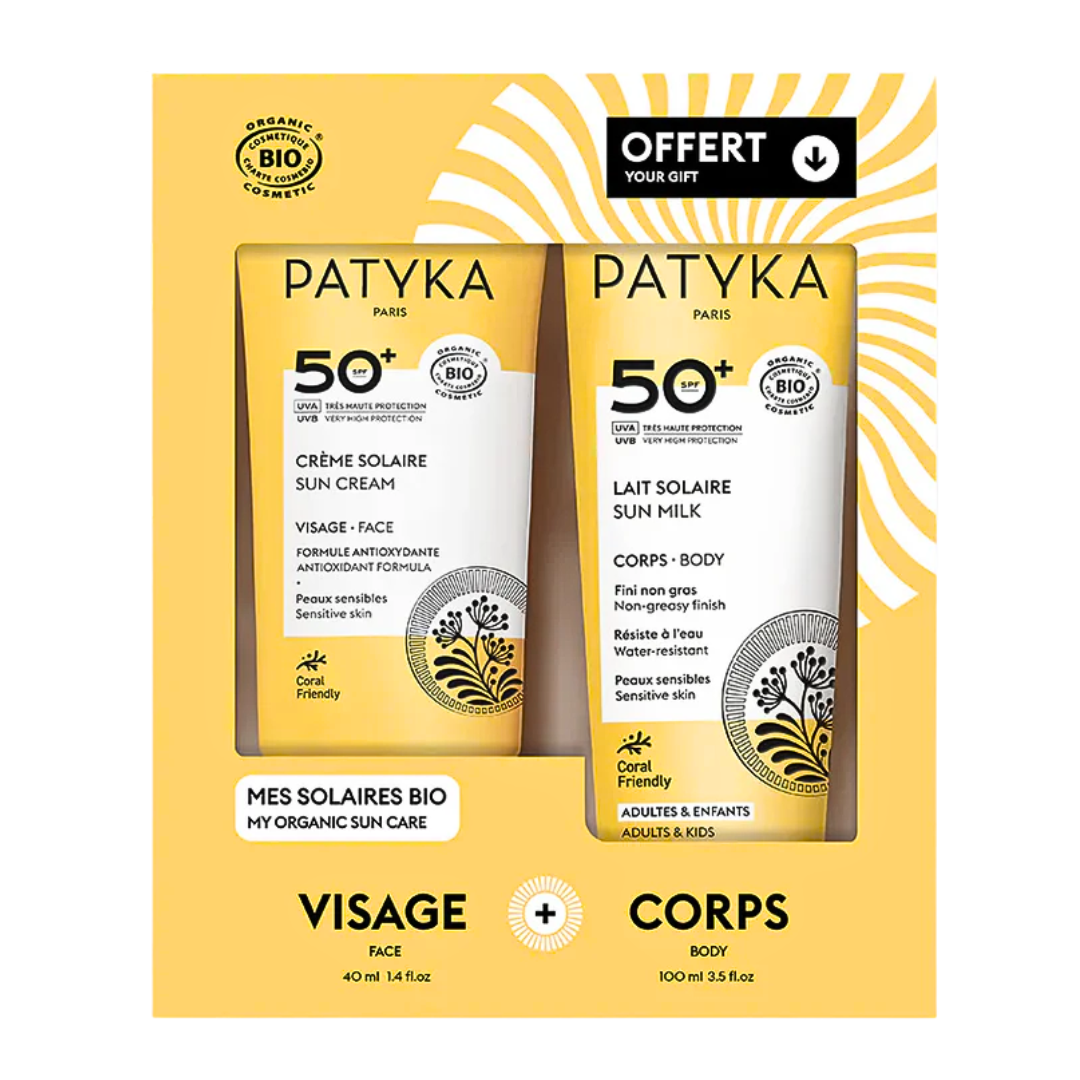 Patyka-Coffret-Creme-Solaire-Visage-Spf50Lait-Solaire-Corps-Spf50-2 Patyka Creme Solaire Visage Spf50+Lait Solaire Corps Spf50 Coffret – Image 1