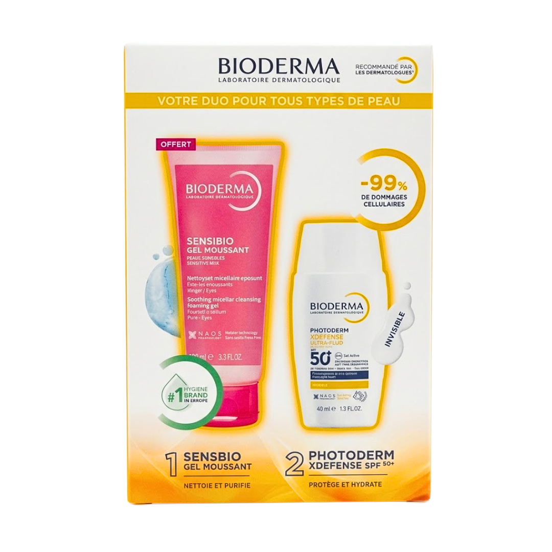 Photoderm-Xdefense-Ultra-Fluide-InvisibleSensibio-gel-Mousant-100ml-pack Bioderma Photoderm Xdefense Ultra Fluide Invisible+Sensibio Gel Mousant 100ml Pack – Image 1