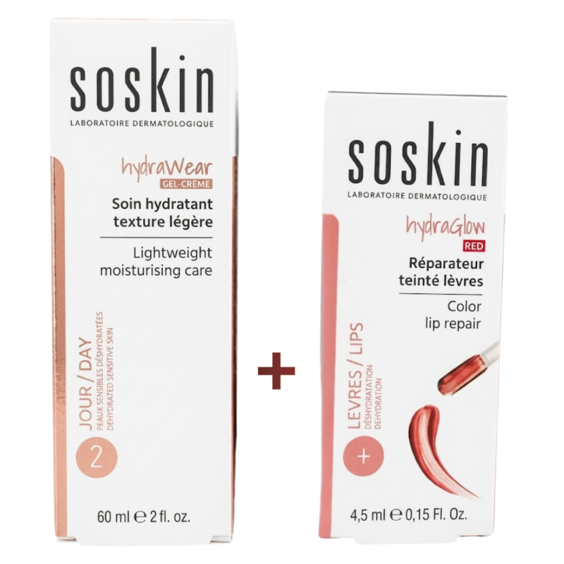 Soskin-Duo-pack-Hydrawear-Soin-Hydrat.-legerHydraglow-Teinte-Levres