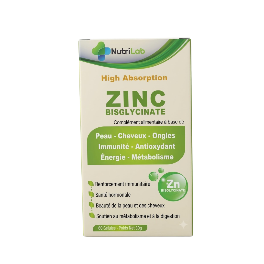 Nutrilab-Zinc-Bisglycinate-60gelules.png Nutrilab Zinc Bisglycinate 60 Gelules – Image 1