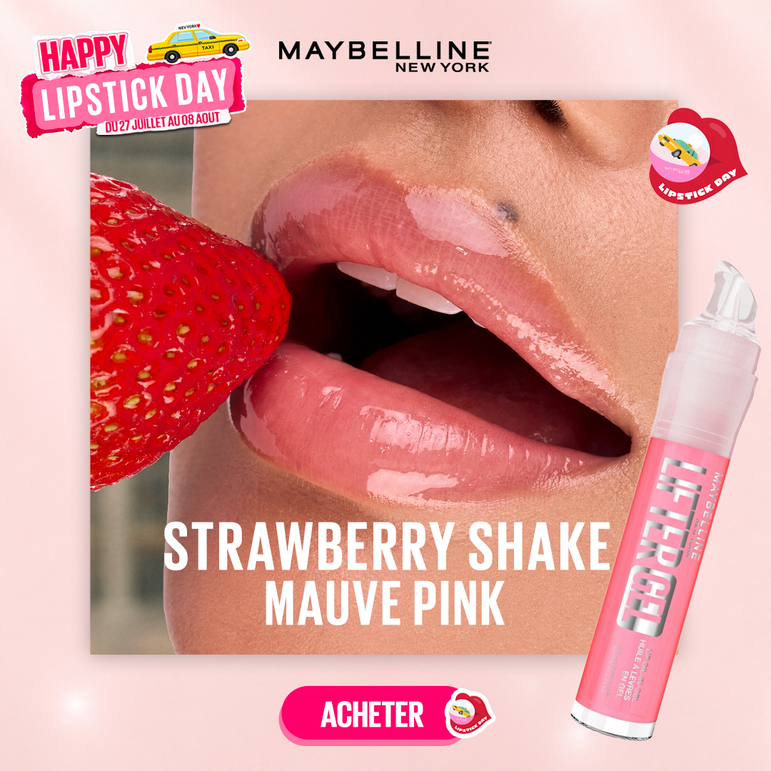 Post-STRAWBERRY-SHAKE.png Maybelline Lifter Gel™ Oil-in-Gel Lip Gloss 006 Strawberry Shake – Image 1
