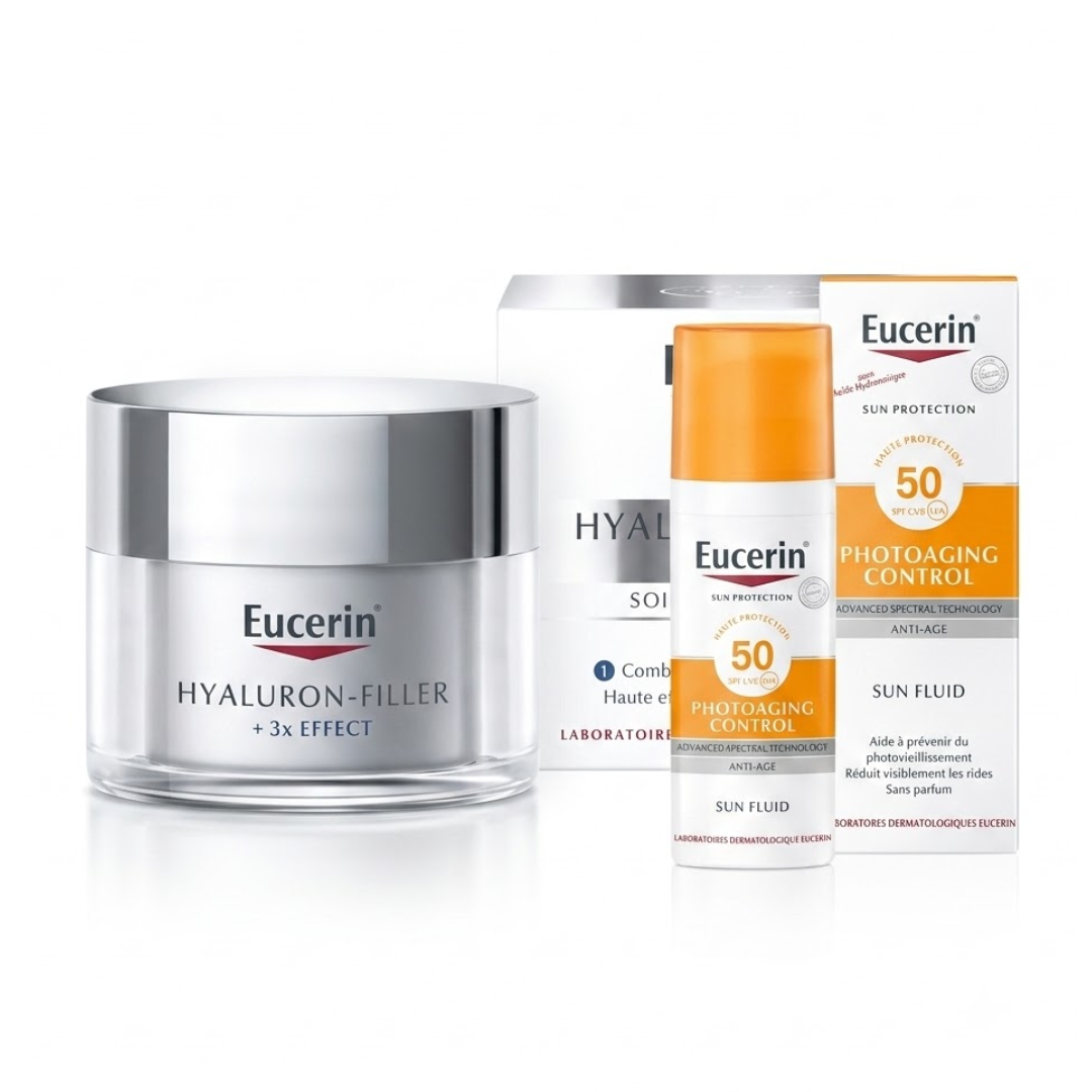 pack-eucerin.png Eucerin hyaluron filler jour+Ecran fluide Anti-age spf50+ pack – Image 1