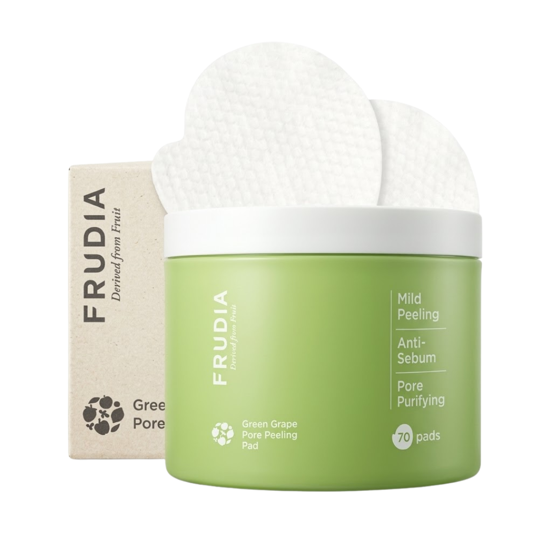 Frudia-Green-Grape-Pore-Peeling-Pad-Jar-70-pads.png Frudia Green Grape Pore Peeling Pad 70 Pads – Image 1